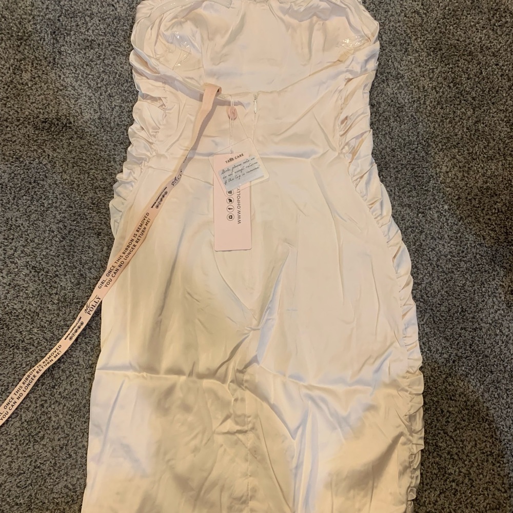 Oh Polly Strapless Satin Dress - Picture 3 of 5